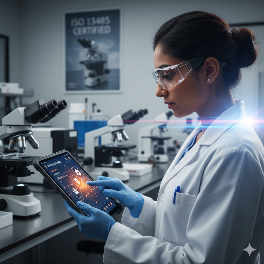 Lab technician working in a healthcare laboratory